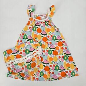 Magnetic Me Retro Mod Fruit Print Flutter Sleeve Dress and Bloomer Set